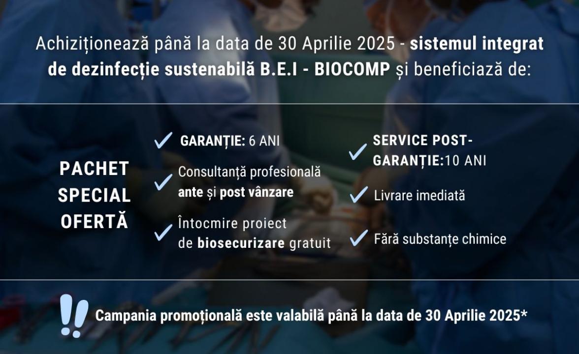 Sistemul de dezinfectie sustenabil B.E.I - BIOCOMP in toate unitatile medicale din Romania