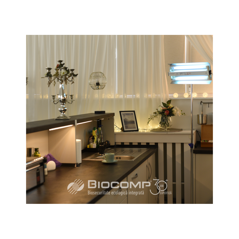Dispozitiv de dezinfectie cu lumina ultravioleta UV-C (lampa UV-C) LBA-ER 2x15W PRO, cu montare pe stativ mobil