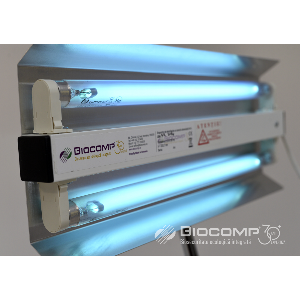 Dispozitiv de dezinfectie cu lumina ultravioleta UV-C (lampa UV-C) LBA-ER 2x15W, cu montare pe perete