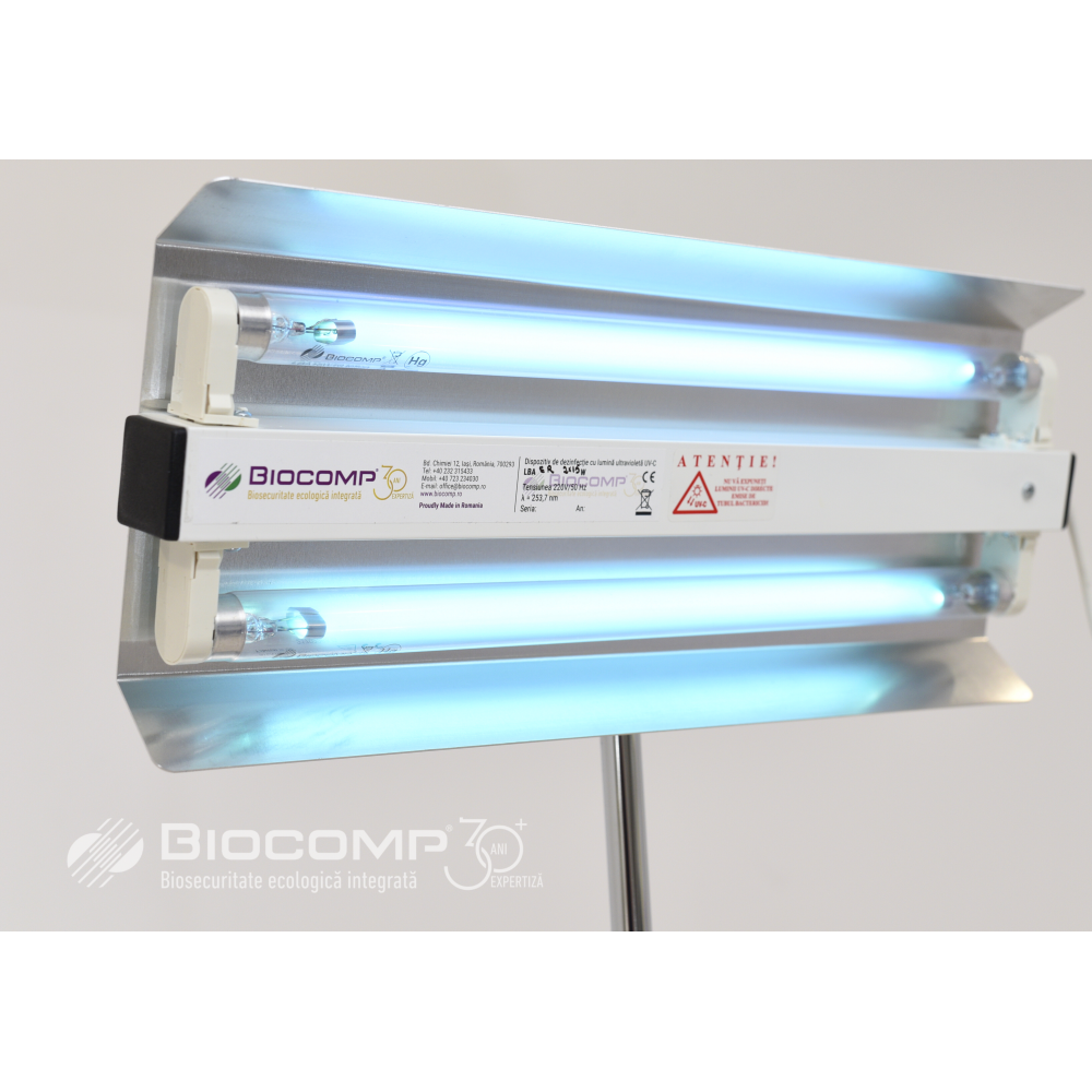 Dispozitiv de dezinfectie cu lumina ultravioleta UV-C (lampa UV-C) LBA-ER 2x15W, cu montare pe perete
