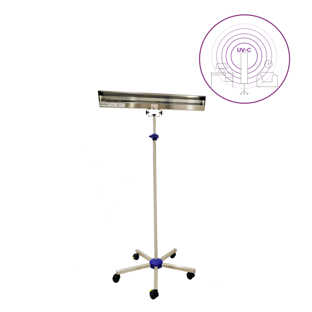 Dispozitiv de dezinfectie cu lumina ultravioleta UV-C (lampa UV-C) LBAI 55W, din inox, cu montare pe stativ mobil