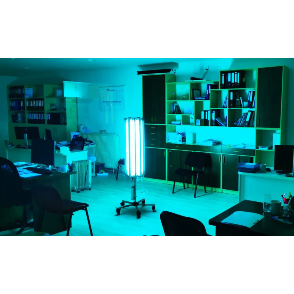 Dispozitiv de dezinfectie cu lumina ultravioleta UV-C SUPER MAXI 360 600W, cu montare pe stativ mobil