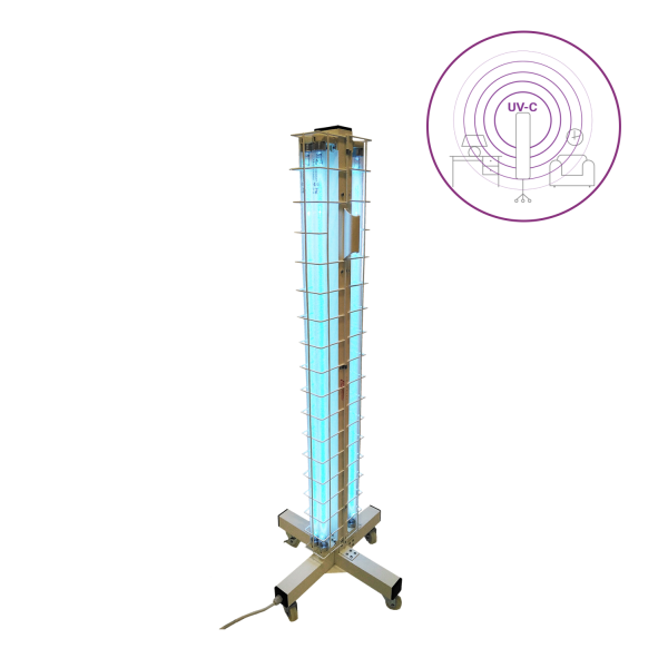 Dispozitiv de dezinfectie cu lumina ultravioleta UV-C MINI 360 4x55W, cu montare pe cadru mobil