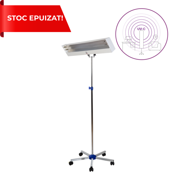 Dispozitiv de dezinfectie cu lumina ultravioleta UV-C (lampa UV-C) LBA 2x30W, cu montare pe stativ mobil