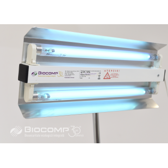 Dispozitiv de dezinfectie cu lumina ultravioleta UV-C (lampa UV-C) LBA-ER 2x15W, cu montare pe stativ mobil