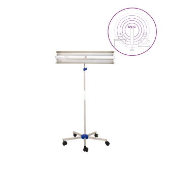 Dispozitiv de dezinfectie cu lumina ultravioleta UV-C (lampa UV-C) LBA-ER 2x15W PRO, cu montare pe stativ mobil
