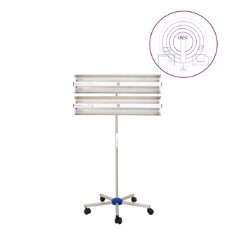 Dispozitiv de dezinfectie cu lumina ultravioleta UV-C (lampa UV-C) LBA-ER DUPLEX 4x30W, cu montare pe stativ mobil