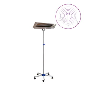 Dispozitiv de dezinfectie cu lumina ultravioleta UV-C (lampa UV-C) LBAI 2x15W, din inox, cu montare pe stativ mobil
