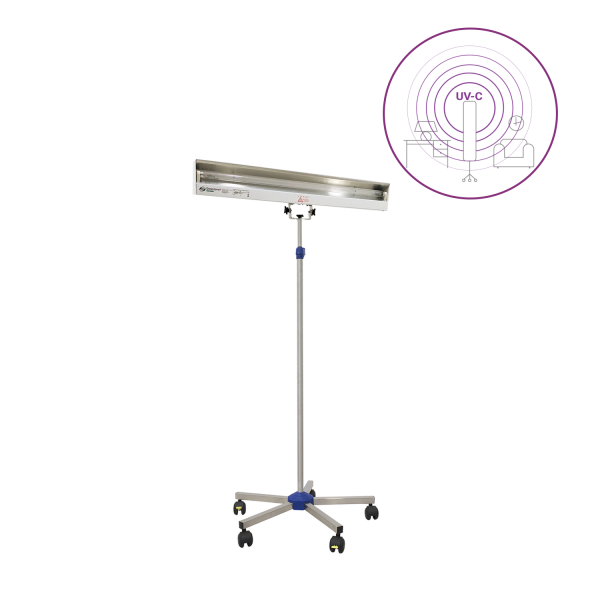 Dispozitiv de dezinfectie cu lumina ultravioleta UV-C (lampa UV-C) LBA 55W, cu montare pe stativ mobil