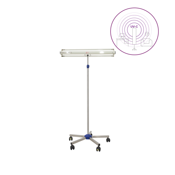 Dispozitiv de dezinfectie cu lumina ultravioleta UV-C (lampa UV-C) LBA-E 2x55W, cu montare pe stativ mobil